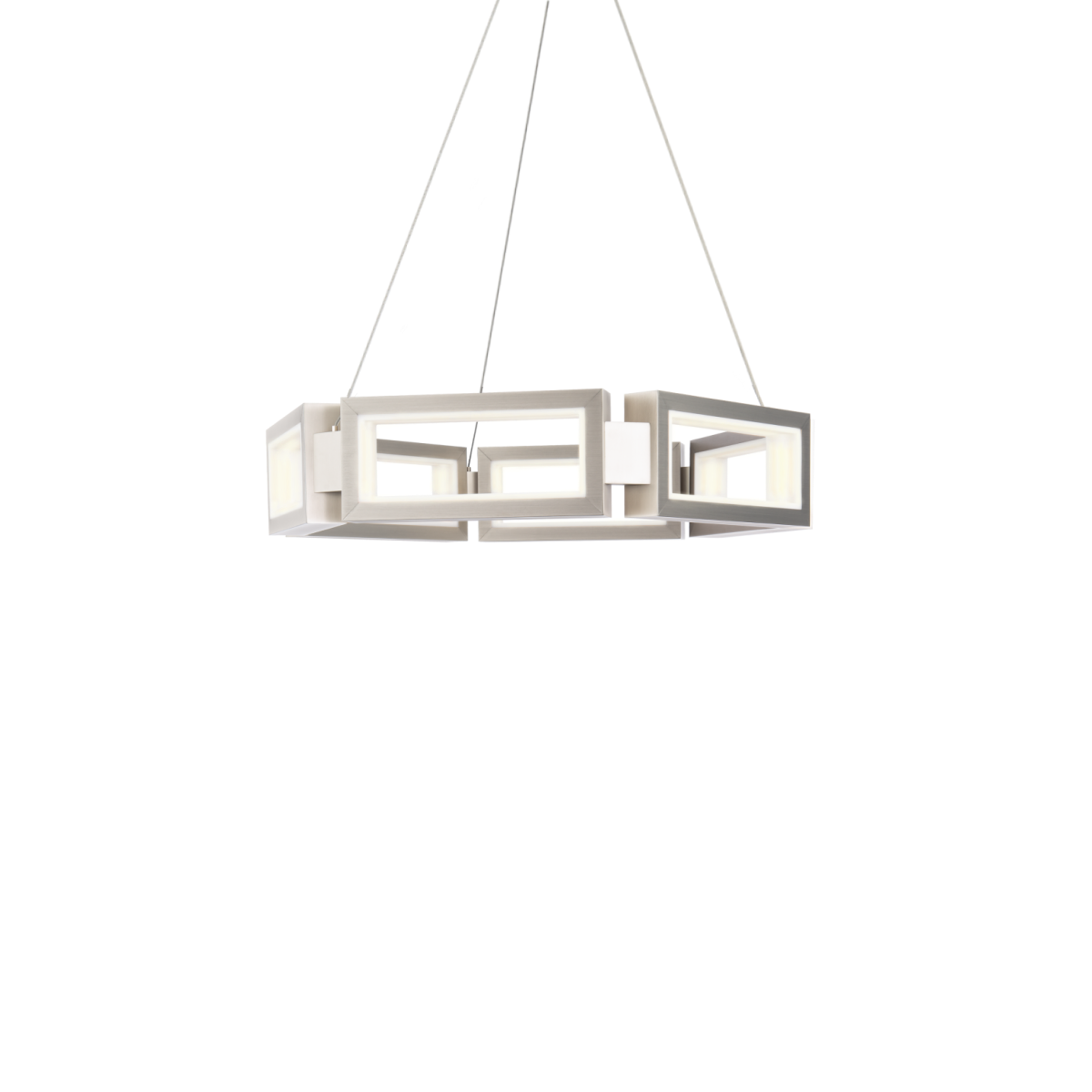 Modern Forms Mies Chandelier Light Chandeliers Modern Forms Brushed Nickel 23.875x26.375x5.125 