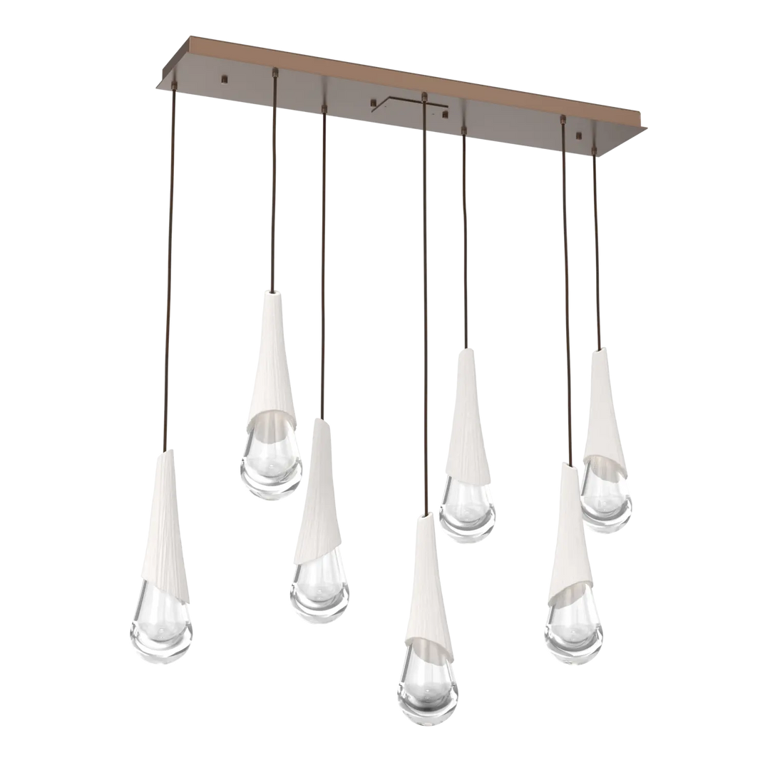 Hammerton Studio Hailstone Linear Multi-Pendant Chandelier Burnished Bronze / 7-Piece / Chalk Ceramic