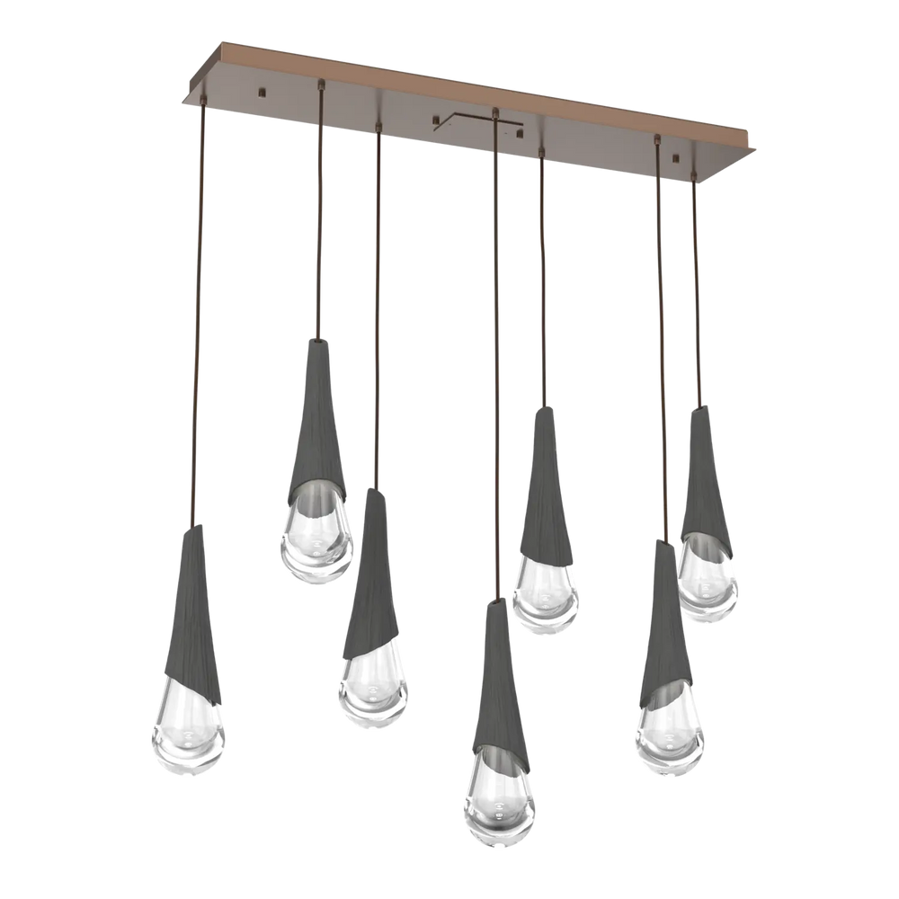 Hammerton Studio Hailstone Linear Multi-Pendant Chandelier Burnished Bronze / 7-Piece / Charcoal Ceramic