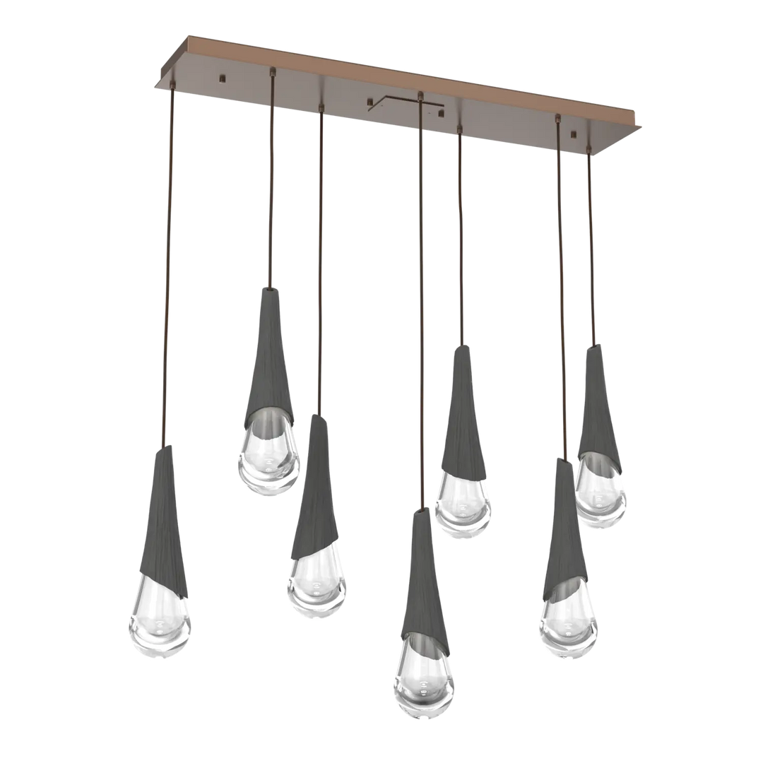 Hammerton Studio Hailstone Linear Multi-Pendant Chandelier Burnished Bronze / 7-Piece / Charcoal Ceramic