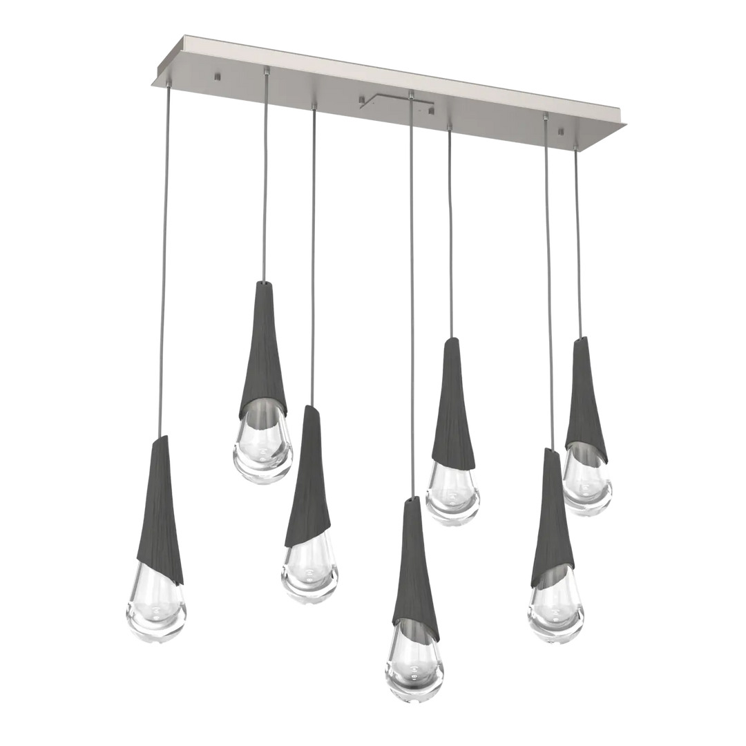 Hammerton Studio Hailstone Linear Multi-Pendant Chandelier Beige Silver / 7-Piece / Charcoal Ceramic