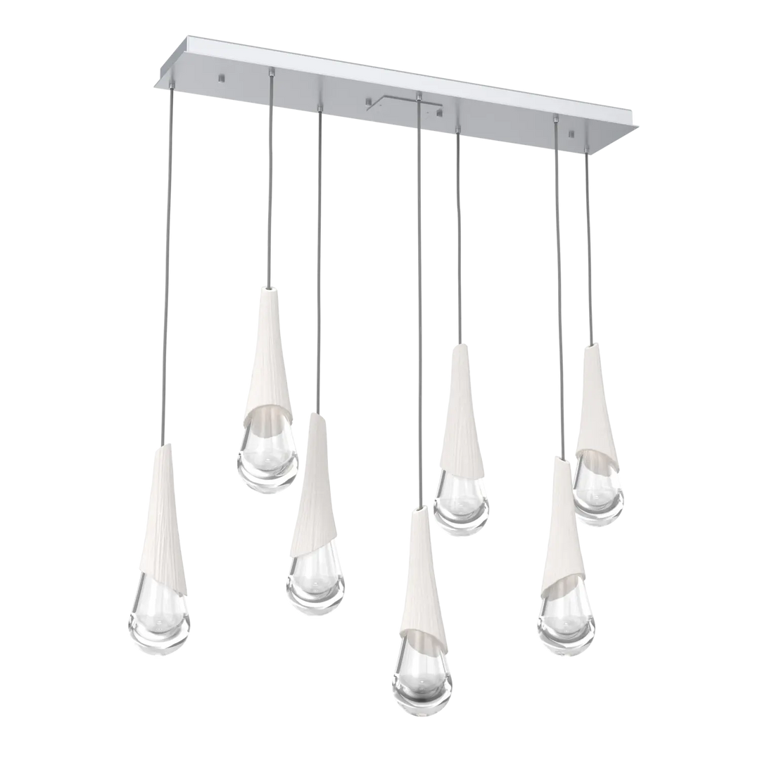 Hammerton Studio Hailstone Linear Multi-Pendant Chandelier Classic Silver / 7-Piece / Chalk Ceramic