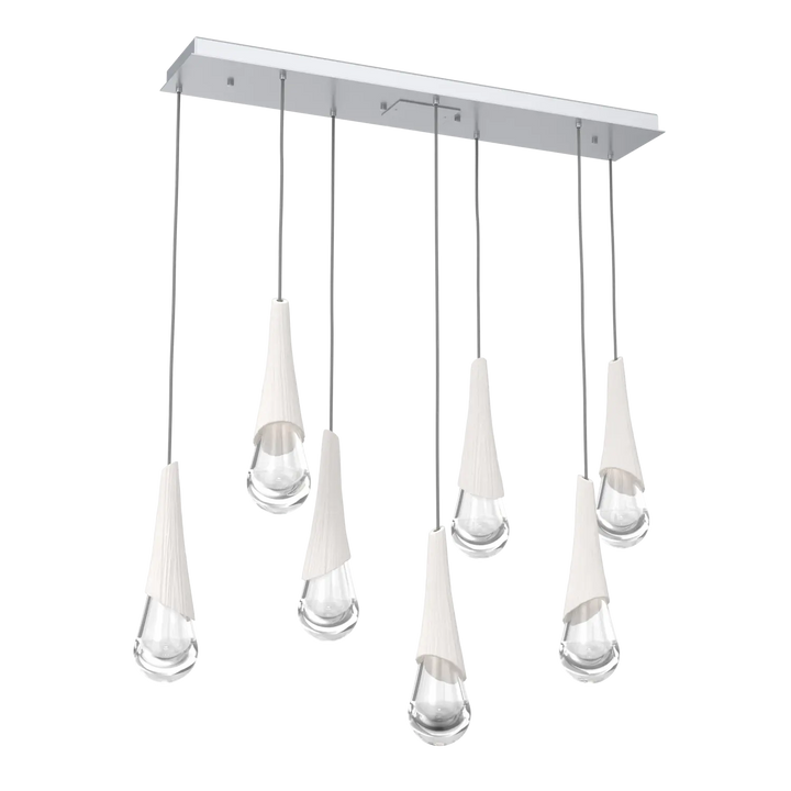 Hammerton Studio Hailstone Linear Multi-Pendant Chandelier Classic Silver / 7-Piece / Chalk Ceramic