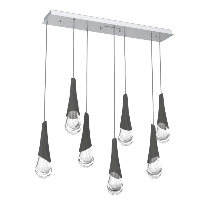 Hammerton Studio Hailstone Linear Multi-Pendant Chandelier Classic Silver / 7-Piece / Charcoal Ceramic