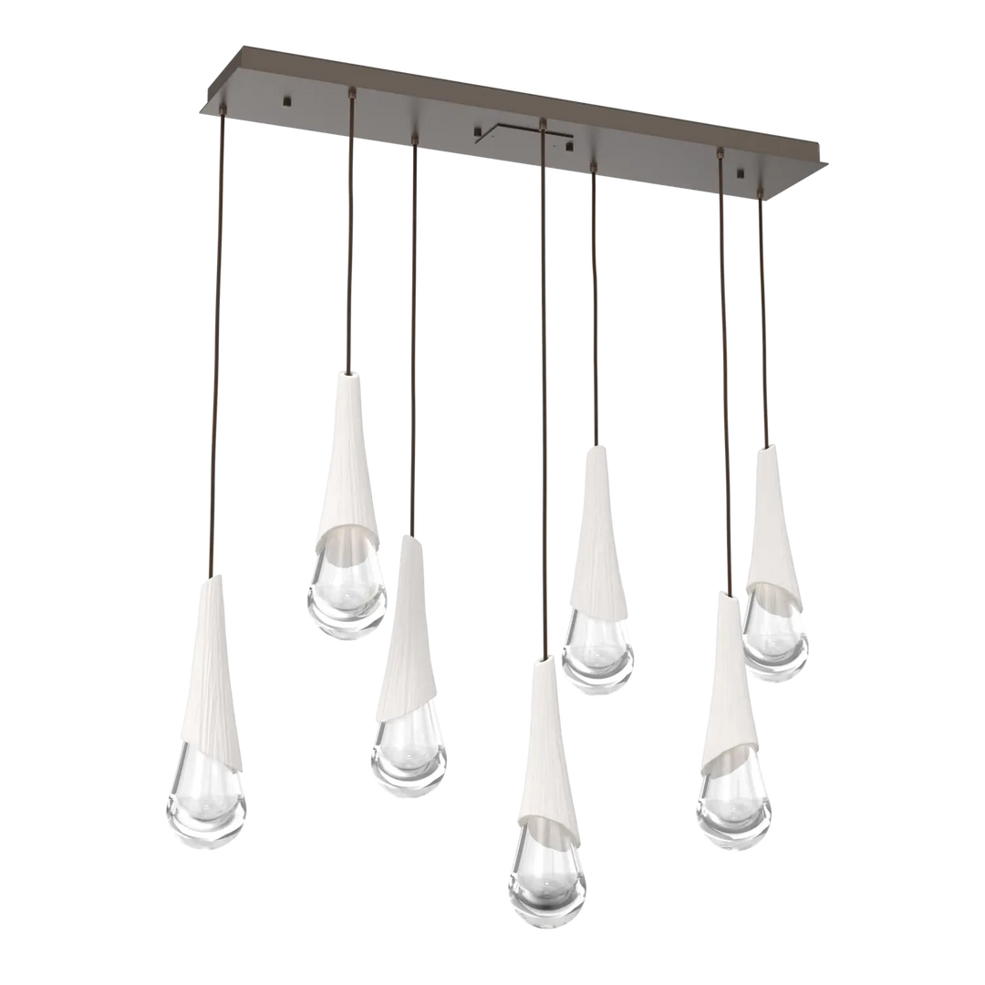 Hammerton Studio Hailstone Linear Multi-Pendant Chandelier Flat Bronze / 7-Piece / Chalk Ceramic