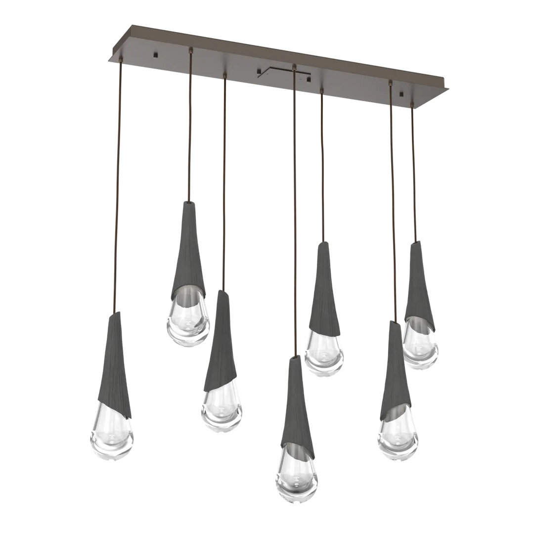 Hammerton Studio Hailstone Linear Multi-Pendant Chandelier Flat Bronze / 7-Piece / Charcoal Ceramic