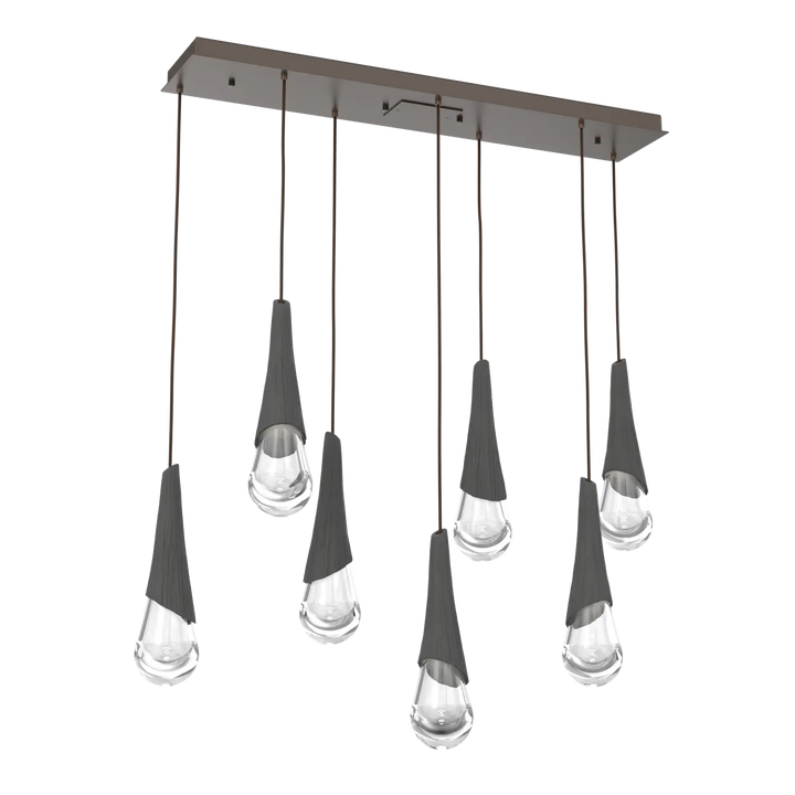 Hammerton Studio Hailstone Linear Multi-Pendant Chandelier Flat Bronze / 7-Piece / Charcoal Ceramic