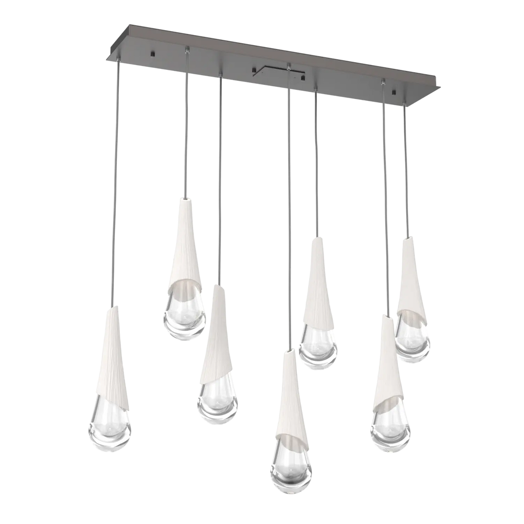 Hammerton Studio Hailstone Linear Multi-Pendant Chandelier Graphite / 7-Piece / Chalk Ceramic