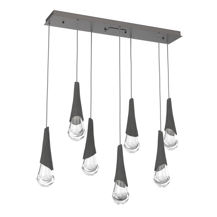 Hammerton Studio Hailstone Linear Multi-Pendant Chandelier Graphite / 7-Piece / Charcoal Ceramic