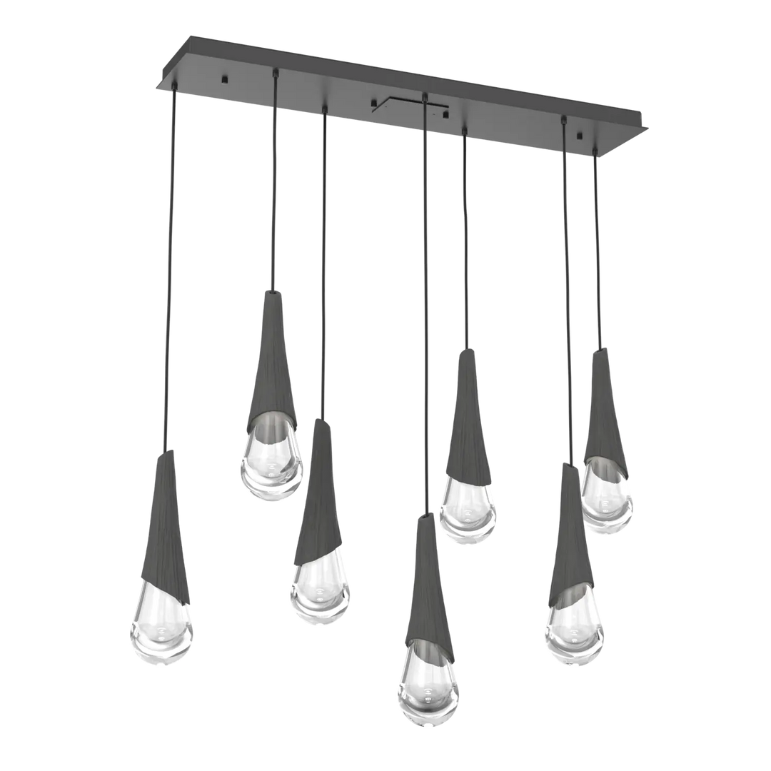 Hammerton Studio Hailstone Linear Multi-Pendant Chandelier Matte Black / 7-Piece / Charcoal Ceramic