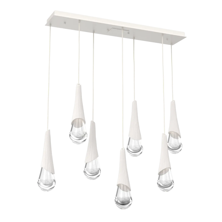Hammerton Studio Hailstone Linear Multi-Pendant Chandelier Salt White / 7-Piece / Chalk Ceramic