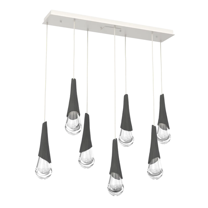Hammerton Studio Hailstone Linear Multi-Pendant Chandelier Salt White / 7-Piece / Charcoal Ceramic