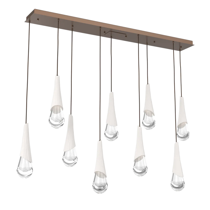 Hammerton Studio Hailstone Linear Multi-Pendant Chandelier Burnished Bronze / 9-Piece / Chalk Ceramic