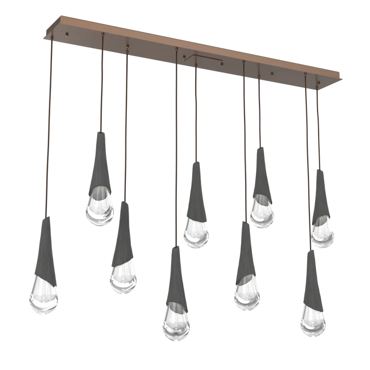 Hammerton Studio Hailstone Linear Multi-Pendant Chandelier Burnished Bronze / 9-Piece / Charcoal Ceramic