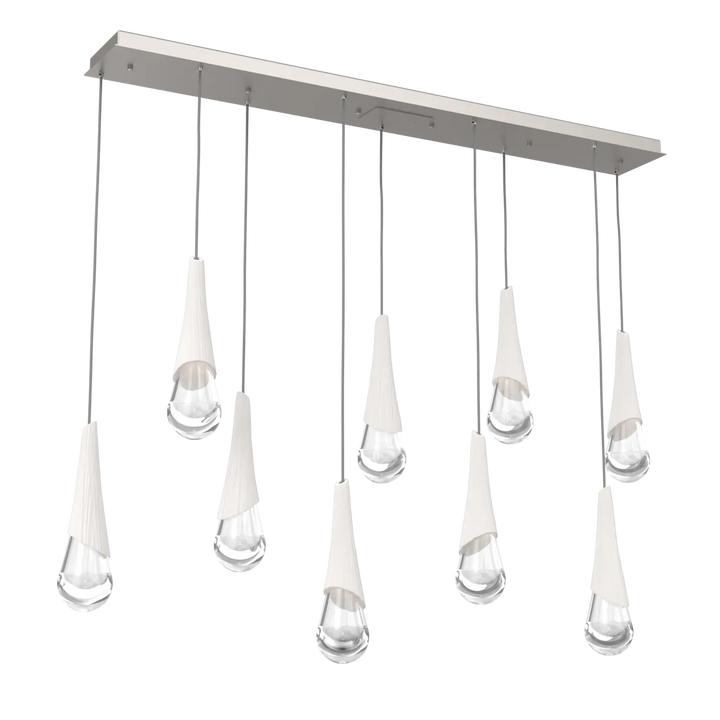 Hammerton Studio Hailstone Linear Multi-Pendant Chandelier Beige Silver / 9-Piece / Chalk Ceramic