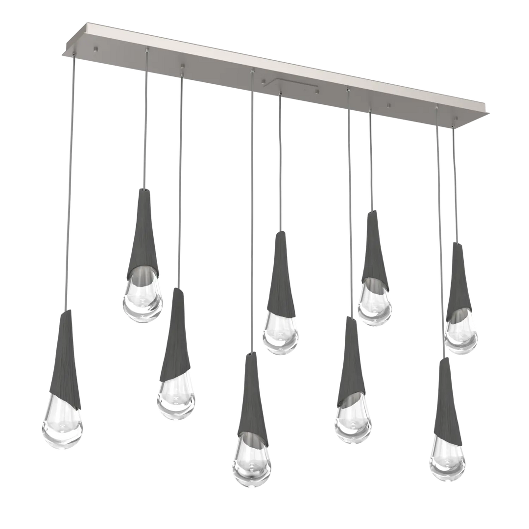 Hammerton Studio Hailstone Linear Multi-Pendant Chandelier Beige Silver / 9-Piece / Charcoal Ceramic