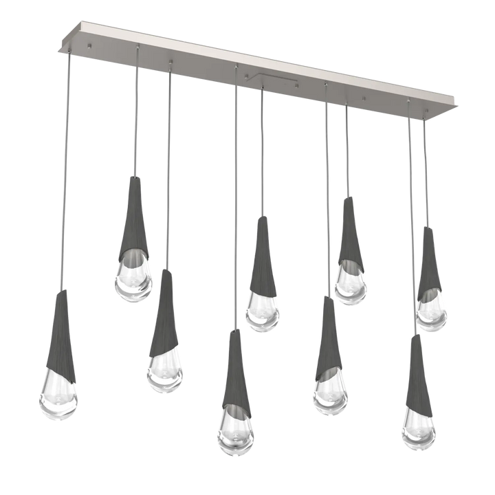 Hammerton Studio Hailstone Linear Multi-Pendant Chandelier Beige Silver / 9-Piece / Charcoal Ceramic