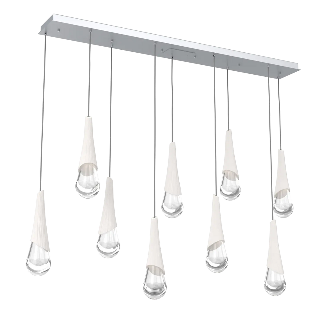 Hammerton Studio Hailstone Linear Multi-Pendant Chandelier Classic Silver / 9-Piece / Chalk Ceramic