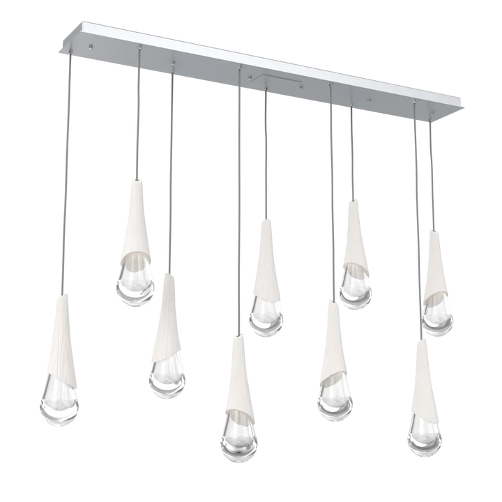 Hammerton Studio Hailstone Linear Multi-Pendant Chandelier Classic Silver / 9-Piece / Chalk Ceramic
