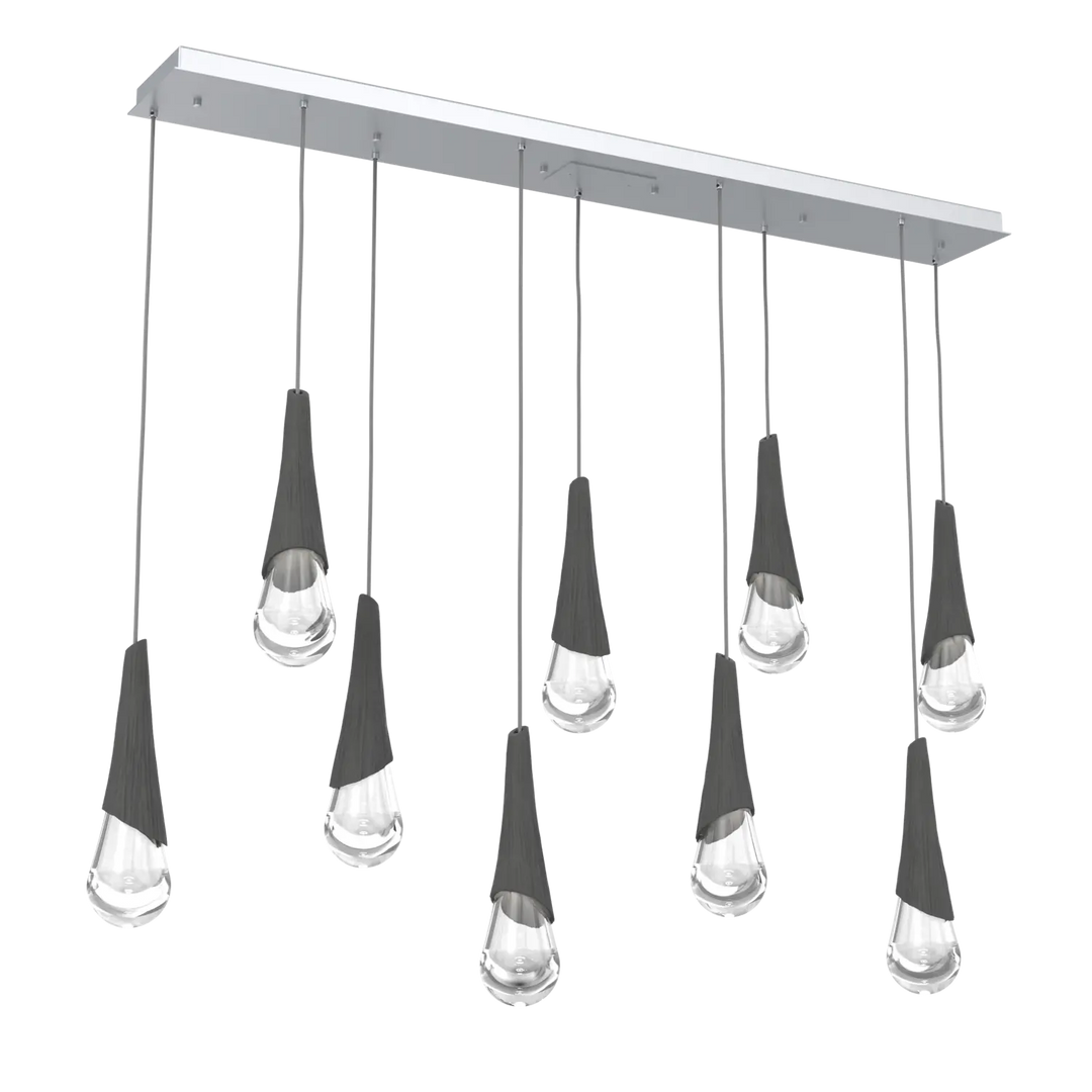 Hammerton Studio Hailstone Linear Multi-Pendant Chandelier Classic Silver / 9-Piece / Charcoal Ceramic