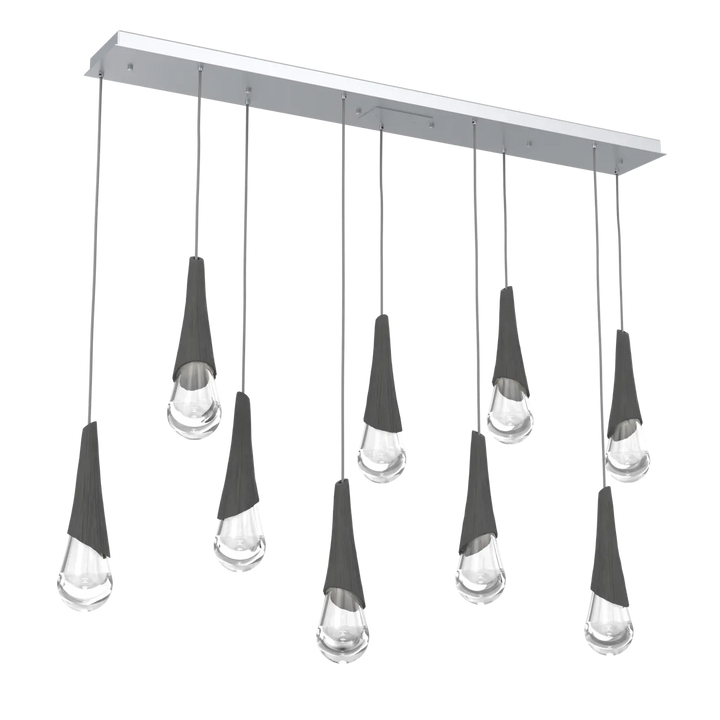 Hammerton Studio Hailstone Linear Multi-Pendant Chandelier Classic Silver / 9-Piece / Charcoal Ceramic