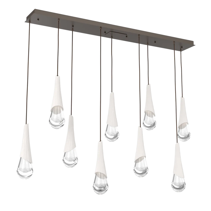 Hammerton Studio Hailstone Linear Multi-Pendant Chandelier Flat Bronze / 9-Piece / Chalk Ceramic