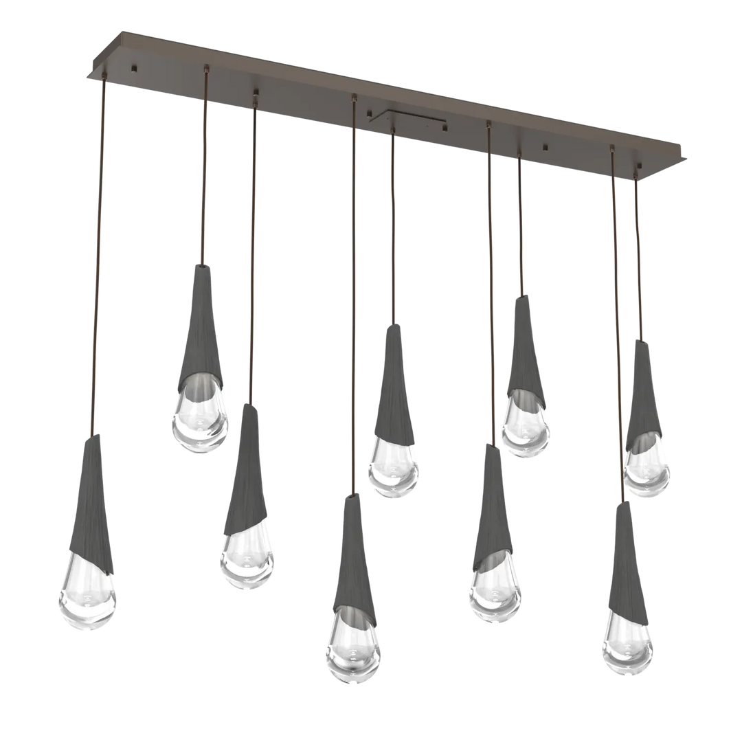 Hammerton Studio Hailstone Linear Multi-Pendant Chandelier Flat Bronze / 9-Piece / Charcoal Ceramic