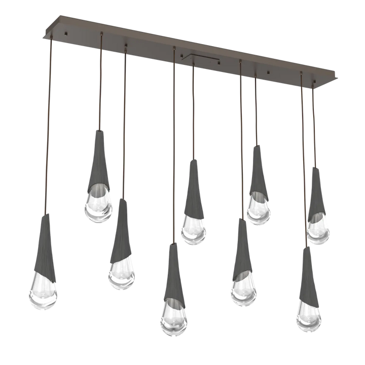 Hammerton Studio Hailstone Linear Multi-Pendant Chandelier Flat Bronze / 9-Piece / Charcoal Ceramic