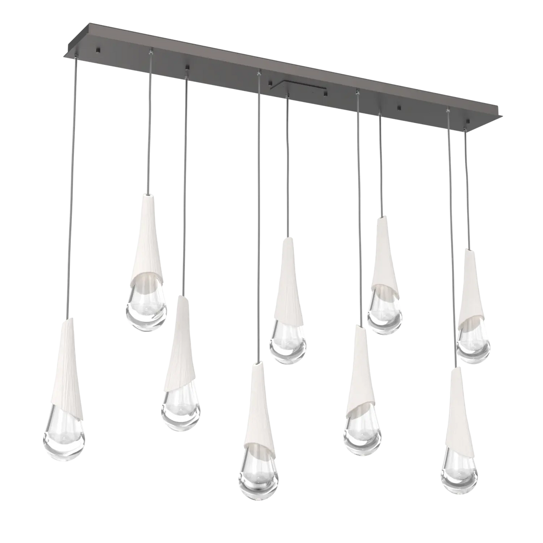 Hammerton Studio Hailstone Linear Multi-Pendant Chandelier Graphite / 9-Piece / Chalk Ceramic