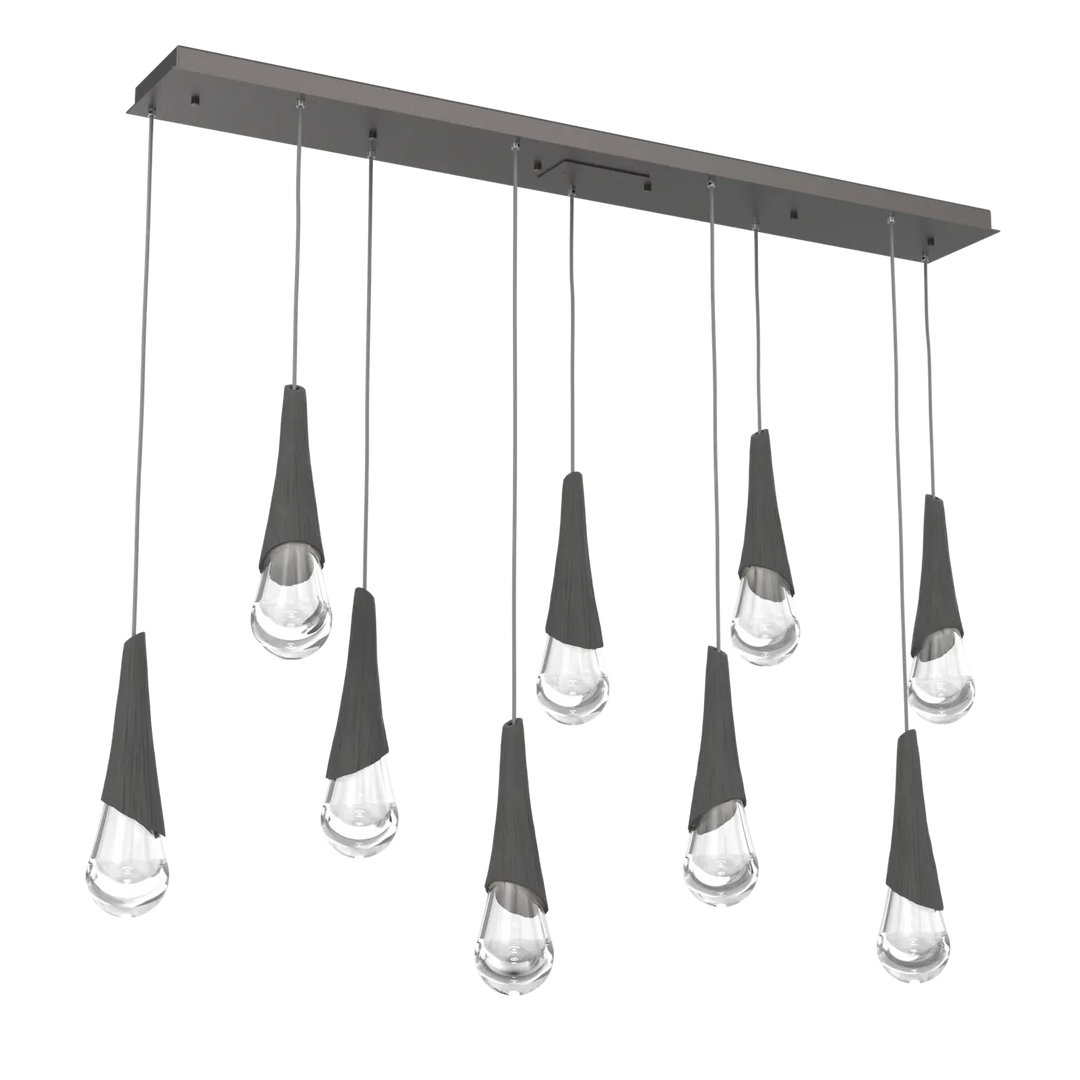 Hammerton Studio Hailstone Linear Multi-Pendant Chandelier Graphite / 9-Piece / Charcoal Ceramic