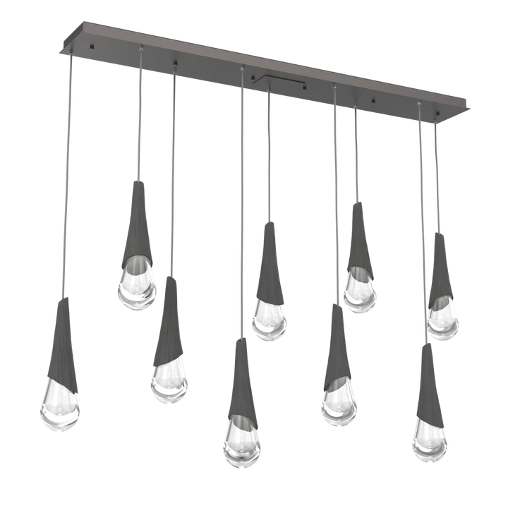 Hammerton Studio Hailstone Linear Multi-Pendant Chandelier Graphite / 9-Piece / Charcoal Ceramic