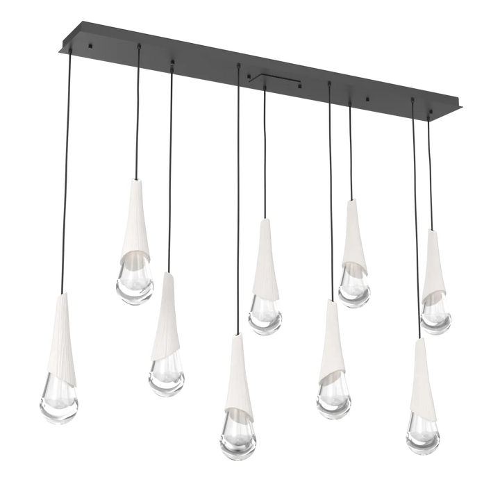 Hammerton Studio Hailstone Linear Multi-Pendant Chandelier Matte Black / 9-Piece / Chalk Ceramic