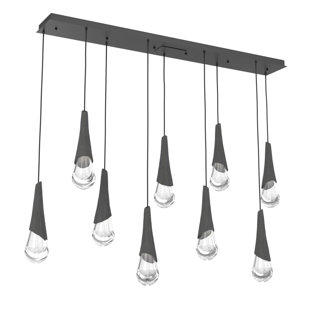 Hammerton Studio Hailstone Linear Multi-Pendant Chandelier Matte Black / 9-Piece / Charcoal Ceramic