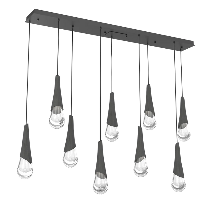 Hammerton Studio Hailstone Linear Multi-Pendant Chandelier Matte Black / 9-Piece / Charcoal Ceramic
