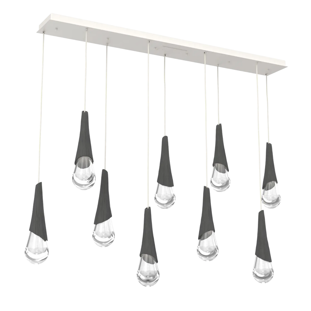 Hammerton Studio Hailstone Linear Multi-Pendant Chandelier Salt White / 9-Piece / Charcoal Ceramic