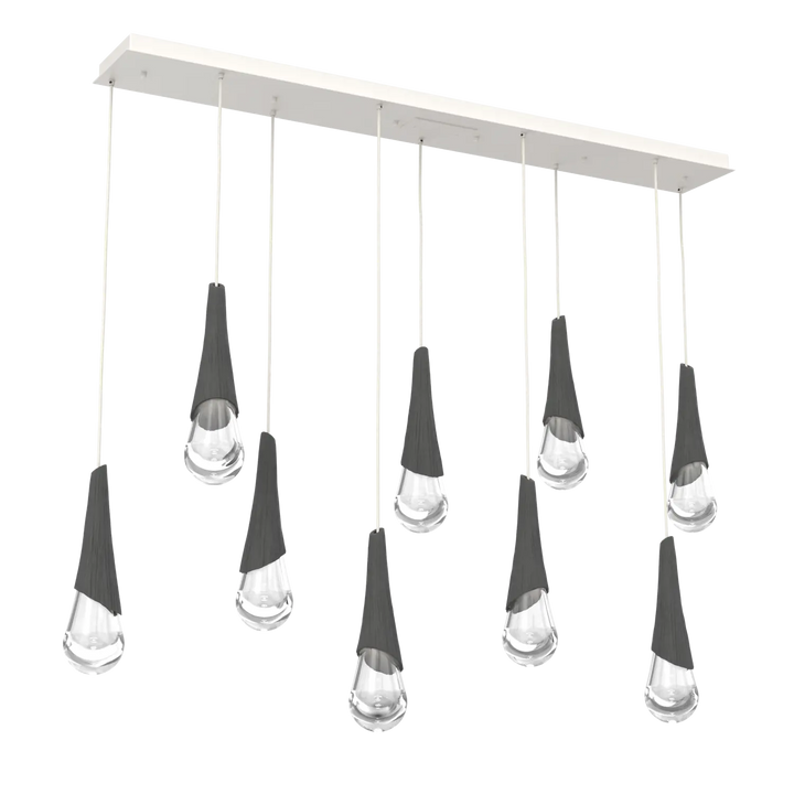 Hammerton Studio Hailstone Linear Multi-Pendant Chandelier Salt White / 9-Piece / Charcoal Ceramic