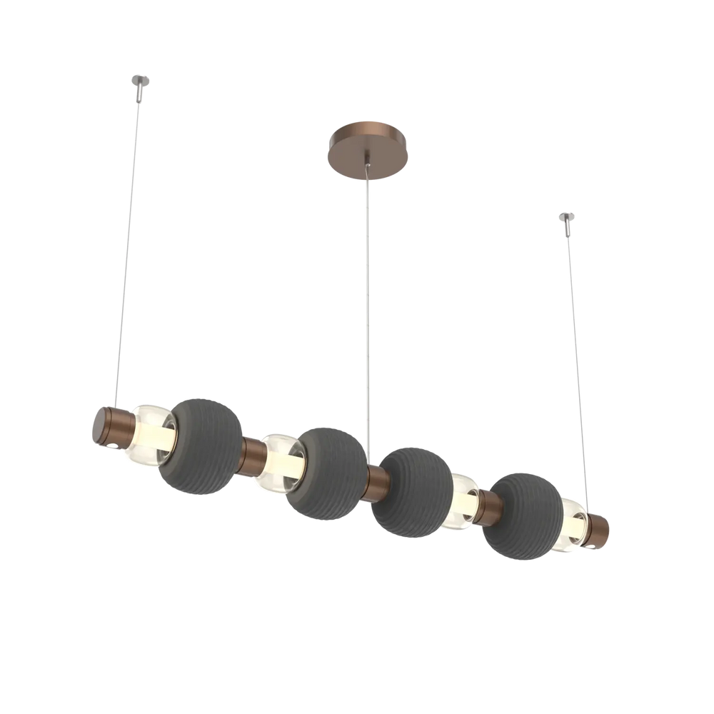 Hammerton Studio Torno Mandrel Linear Chandelier Burnished Bronze / Medium / Amber / Charcoal Ceramic