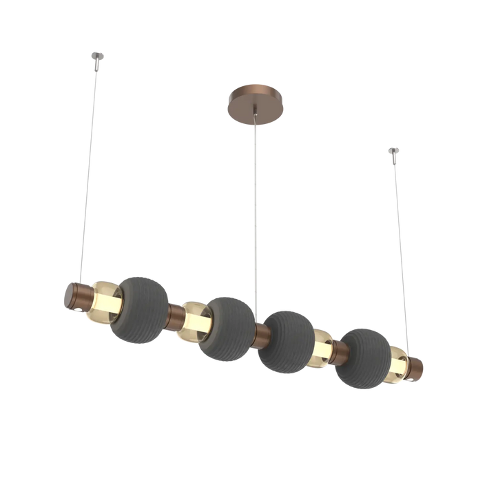 Hammerton Studio Torno Mandrel Linear Chandelier Burnished Bronze / Medium / Bronze / Charcoal Ceramic