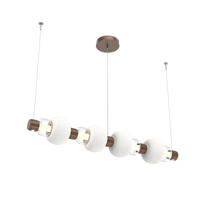 Hammerton Studio Torno Mandrel Linear Chandelier Burnished Bronze / Medium / Clear / Chalk Ceramic
