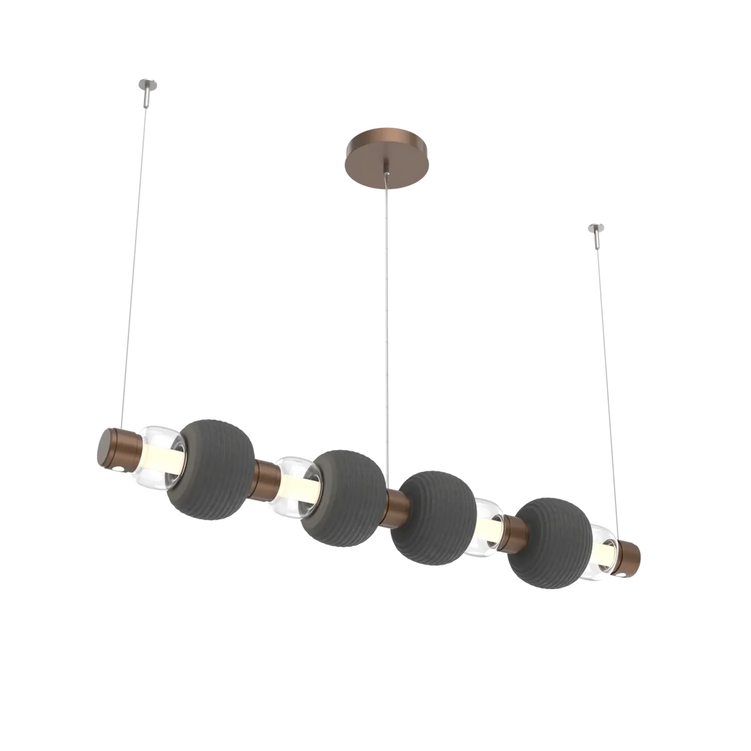Hammerton Studio Torno Mandrel Linear Chandelier Burnished Bronze / Medium / Clear / Charcoal Ceramic