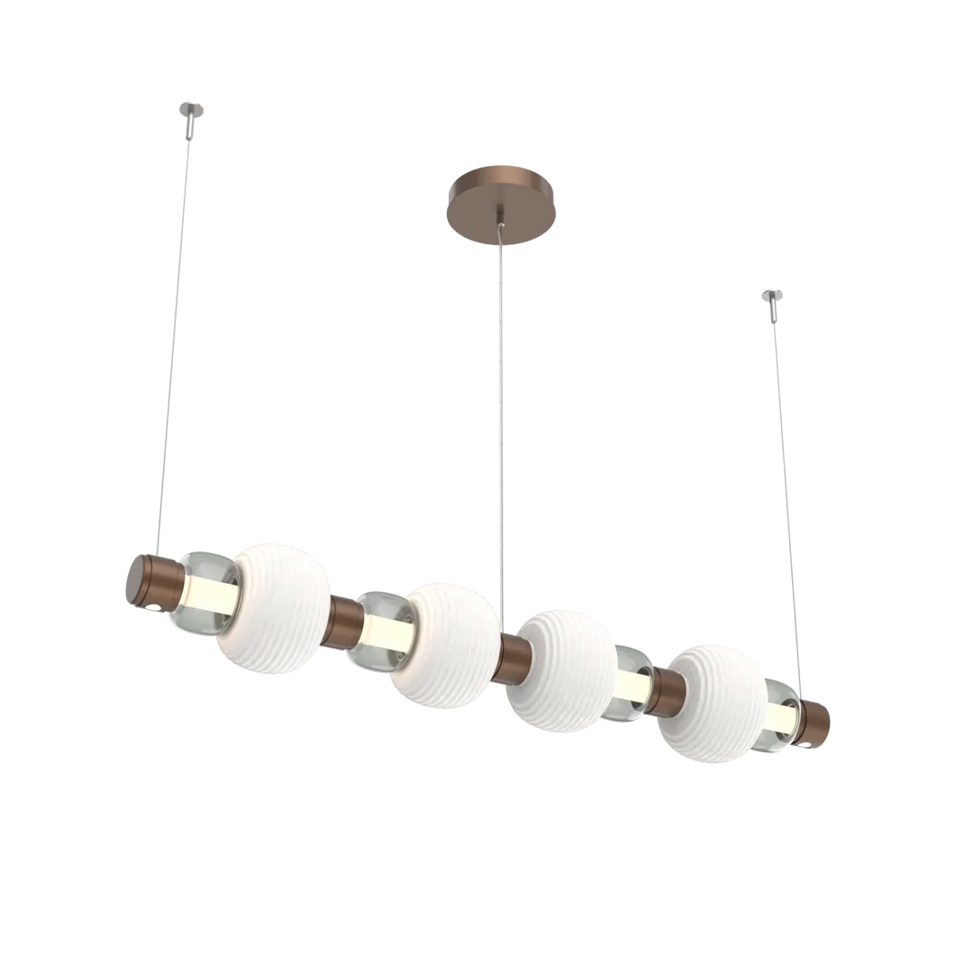 Hammerton Studio Torno Mandrel Linear Chandelier Burnished Bronze / Medium / Smoke / Chalk Ceramic