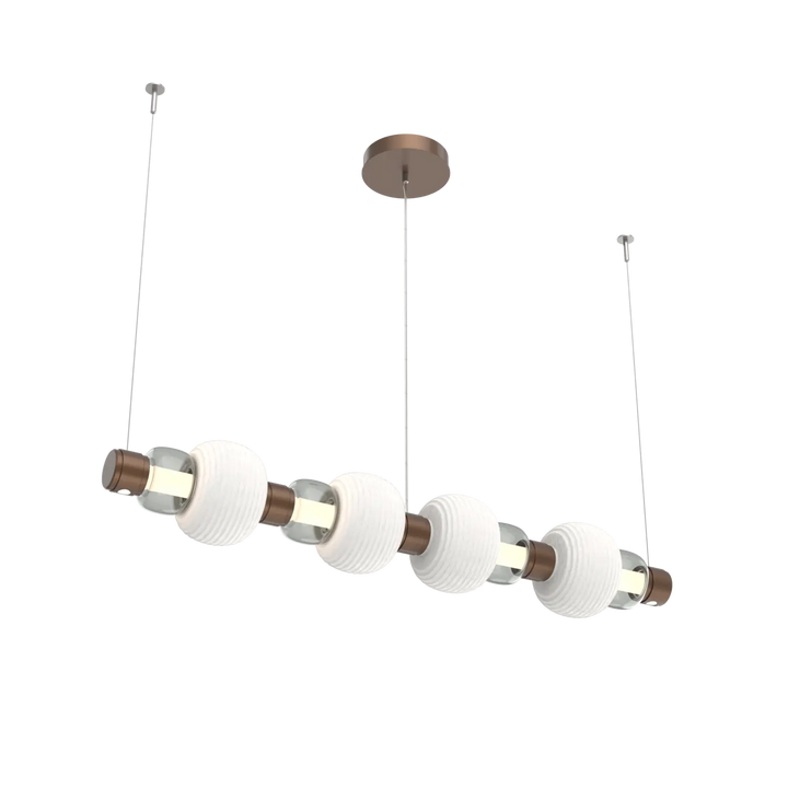 Hammerton Studio Torno Mandrel Linear Chandelier Burnished Bronze / Medium / Smoke / Chalk Ceramic