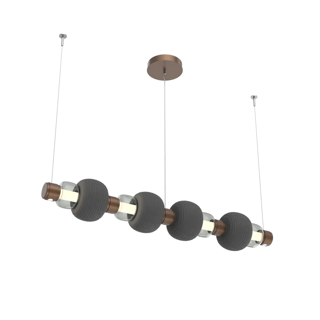 Hammerton Studio Torno Mandrel Linear Chandelier Burnished Bronze / Medium / Smoke / Charcoal Ceramic