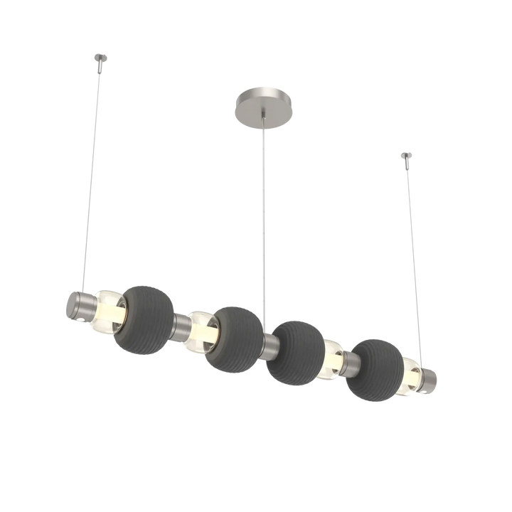 Hammerton Studio Torno Mandrel Linear Chandelier Beige Silver / Medium / Amber / Charcoal Ceramic