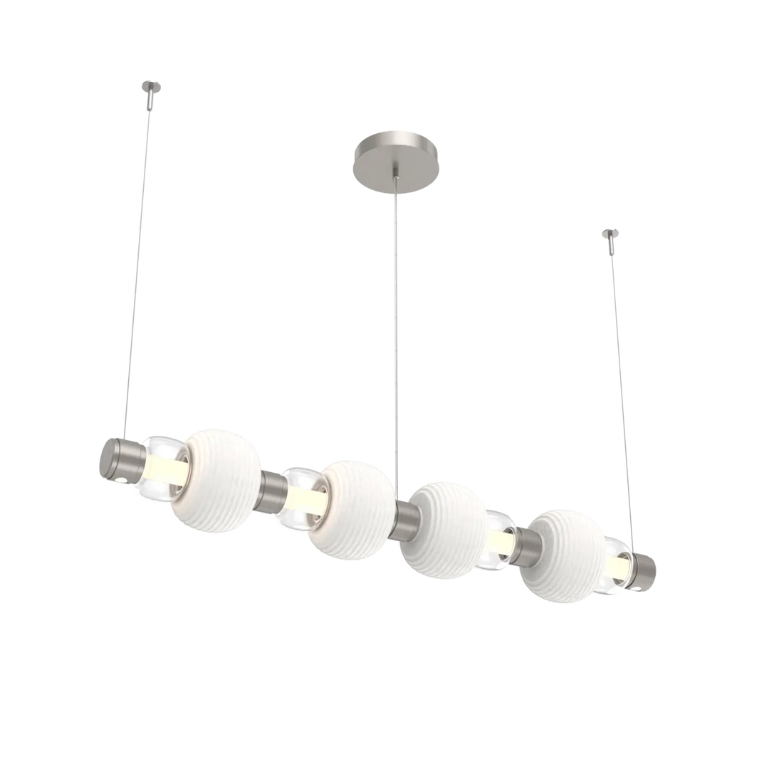 Hammerton Studio Torno Mandrel Linear Chandelier Beige Silver / Medium / Clear / Chalk Ceramic