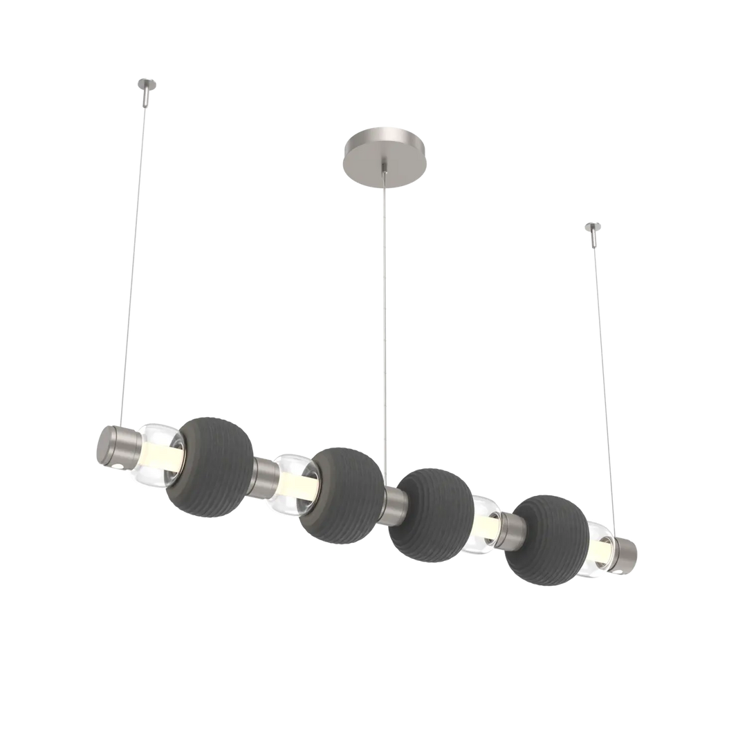 Hammerton Studio Torno Mandrel Linear Chandelier Beige Silver / Medium / Clear / Charcoal Ceramic