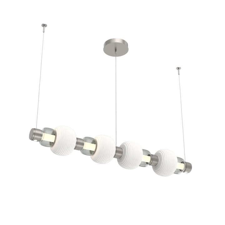 Hammerton Studio Torno Mandrel Linear Chandelier Beige Silver / Medium / Smoke / Chalk Ceramic