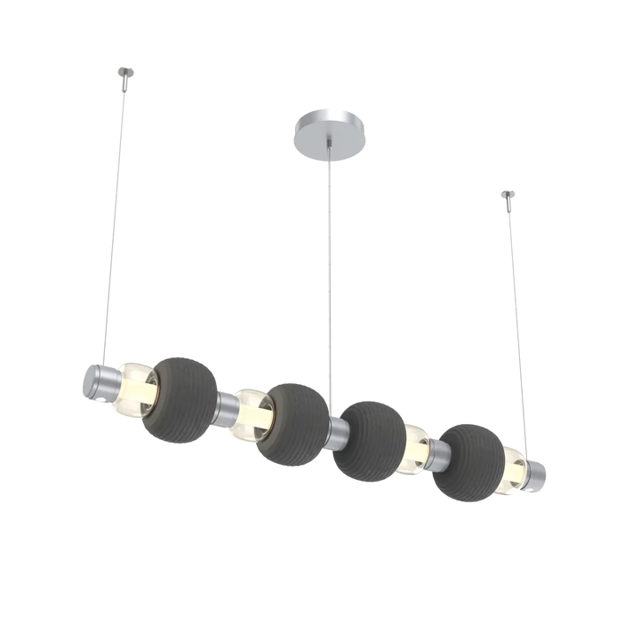 Hammerton Studio Torno Mandrel Linear Chandelier Classic Silver / Medium / Amber / Charcoal Ceramic