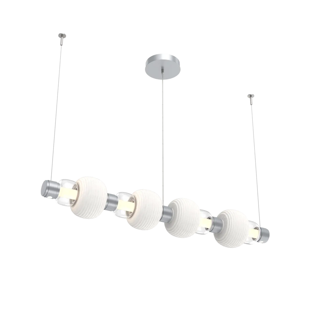 Hammerton Studio Torno Mandrel Linear Chandelier Classic Silver / Medium / Clear / Chalk Ceramic
