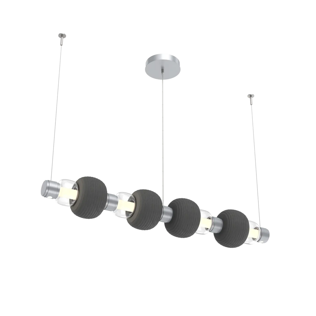 Hammerton Studio Torno Mandrel Linear Chandelier Classic Silver / Medium / Clear / Charcoal Ceramic